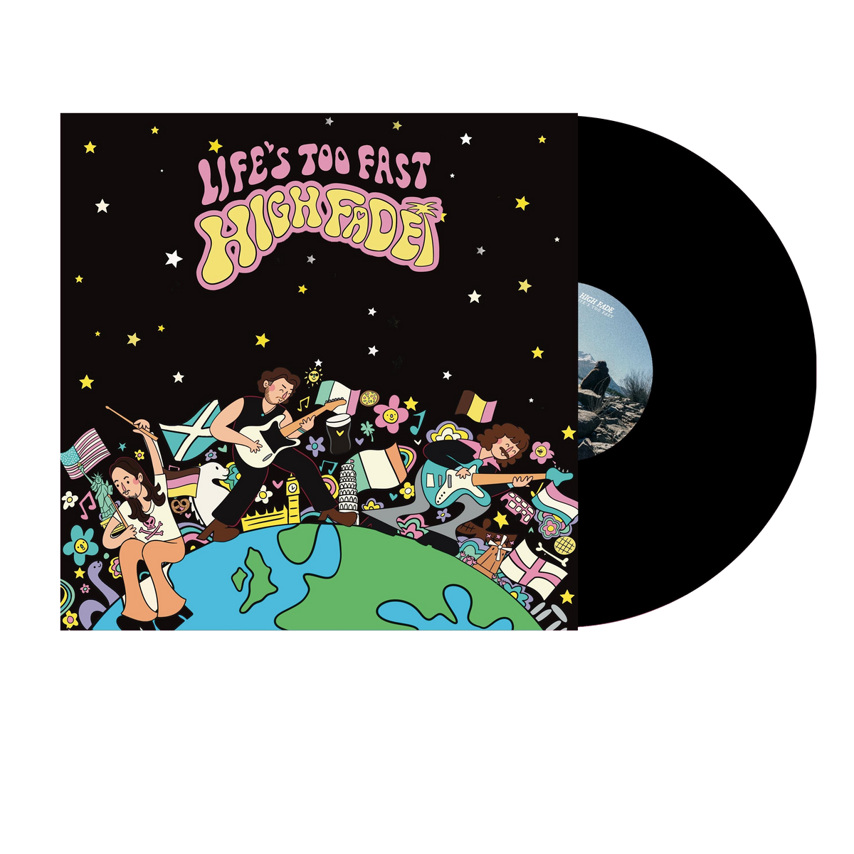 Life’s Too Fast black vinyl edition artwork — digital guitar tabs only, no vinyl included