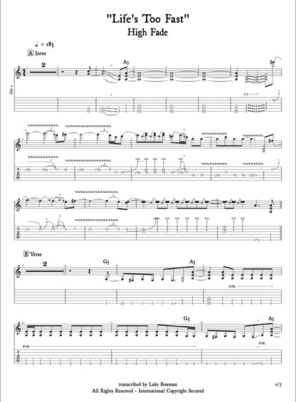 Preview of Life’s Too Fast guitar tablature and sheet music