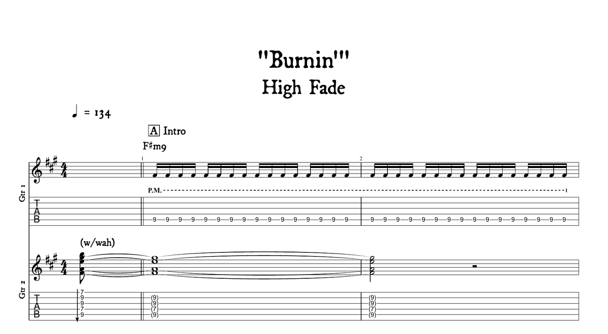 Preview of Burnin’ guitar tabs