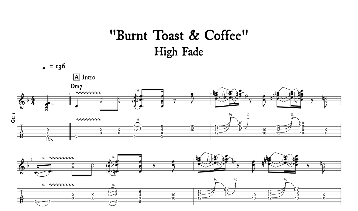 Preview of Burnt Toast & Coffee guitar tabs
